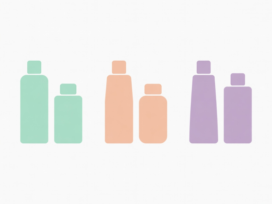 Flat vector illustration showing three paired sets of cleanser and moisturizer bottles matched for oily, dry, and combination skin